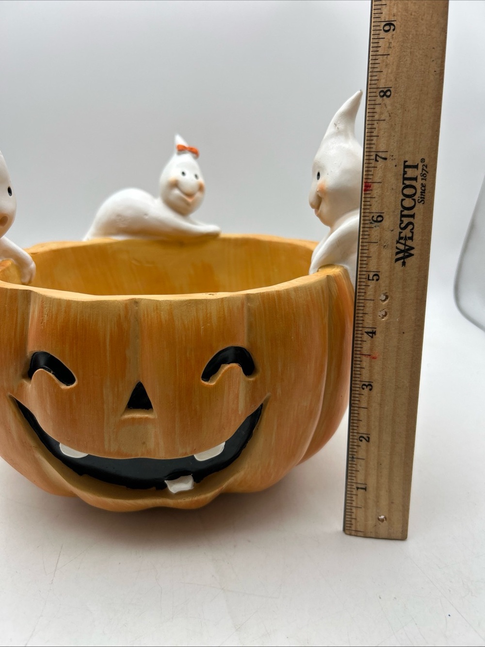 Toil and Trouble Halloween Jack O Lantern Pumpkin Candy Bowl Ghost Trio 8”x10” - Picture 2 of 13